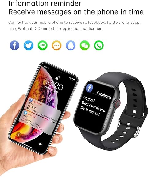 HCHLQL Smart Watch for Android iOS Phones Compatible with iPhone Samsung, Touchscreen Fitness Tracker Smartwatch with Call/SMS/Heart Rate/meter for Men Women (Black)
