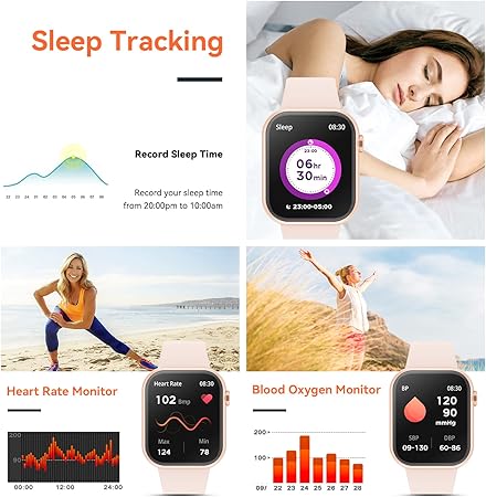Hwagol Smart Watch 2024 – 1.85" Fitness Tracker with Call Function & Health Monitoring (Pink)