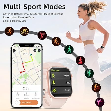 Hwagol Smart Watch 2024 – 1.85" Fitness Tracker with Call Function & Health Monitoring (Pink)