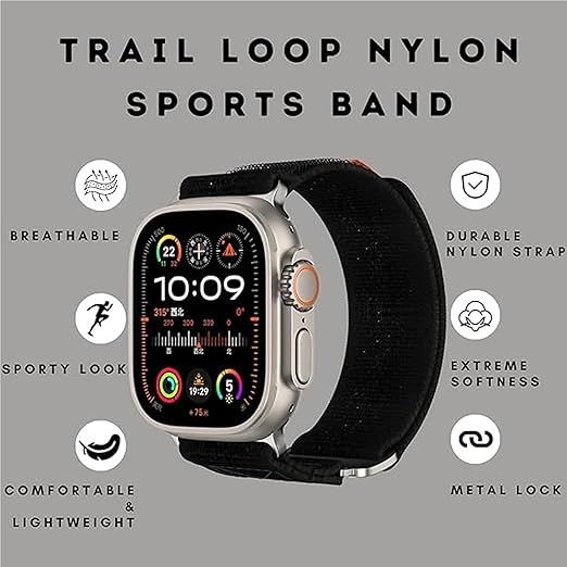 Tisko Strap Upgraded Version of Trail Loop Strap for Apple watch ultra Band Nylon Leather bracelet iWatch series se 7 6 5 3 8 strap