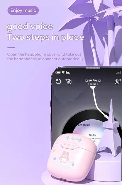 BL22B - Wireless Hi-Fi Earbuds With Cartoon Themed Charging Case - Pink