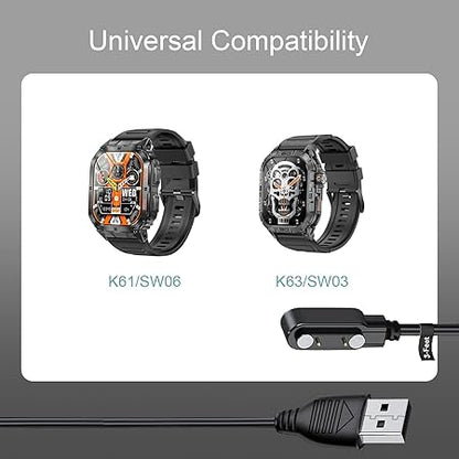 Smart Watch Charger for BezosMax, 3.3-Feet Replacement Magnetic Watch USB Charging Cable Cord for K61/SW06 K63/SW03