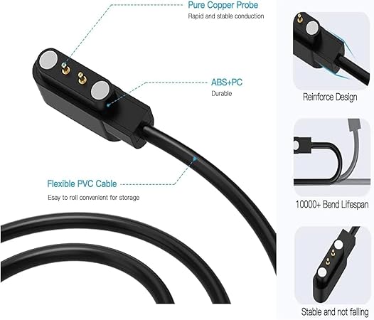 Smart Watch Charger for BezosMax, 3.3-Feet Replacement Magnetic Watch USB Charging Cable Cord for K61/SW06 K63/SW03
