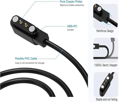 Smart Watch Charger for BezosMax, 3.3-Feet Replacement Magnetic Watch USB Charging Cable Cord for K61/SW06 K63/SW03