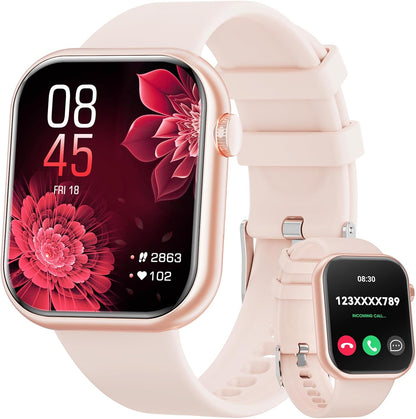 Hwagol Smart Watch 2024 – 1.85" Fitness Tracker with Call Function & Health Monitoring (Pink)