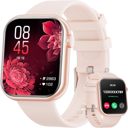 Hwagol Smart Watch 2024 – 1.85" Fitness Tracker with Call Function & Health Monitoring (Pink)