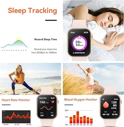 Hwagol Smart Watch 2024 – 1.85" Fitness Tracker with Call Function & Health Monitoring (Pink)