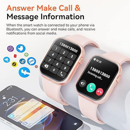 Hwagol Smart Watch 2024 – 1.85" Fitness Tracker with Call Function & Health Monitoring (Pink)